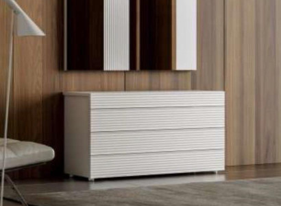 White Designer Luxury Chest of drawers with Mirror 4 Drawers Wood Furniture new